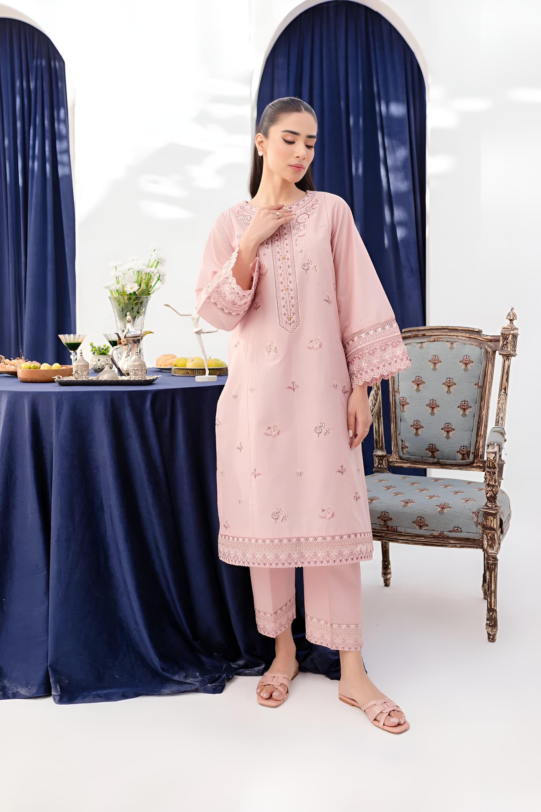 Asher 2Pc - Embroidered  Dress