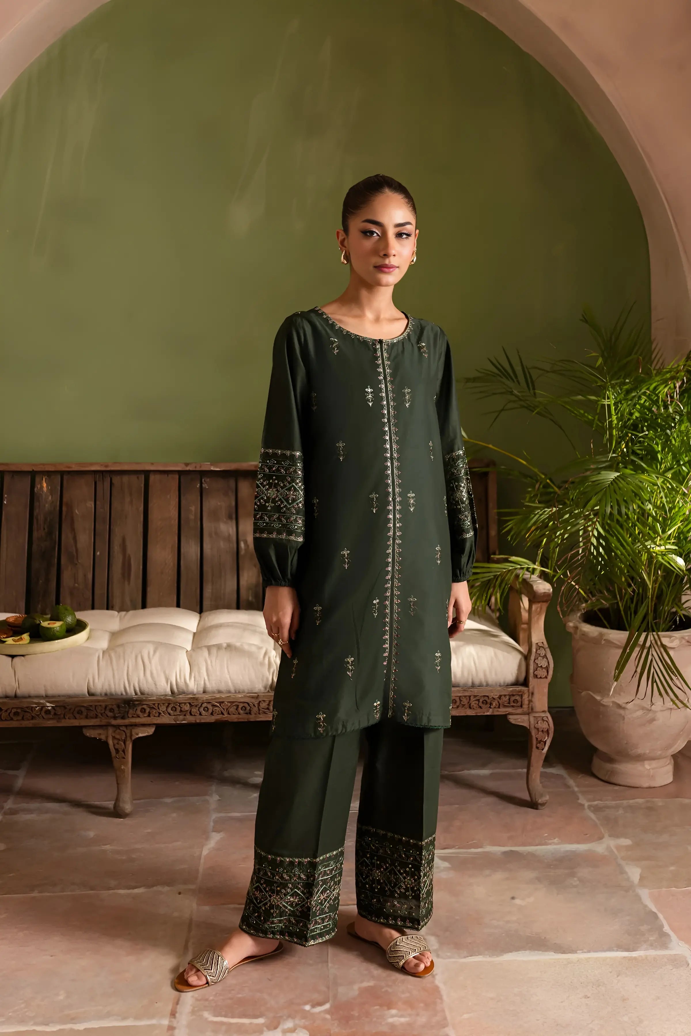 Solene 2Pc - Embroidered Dress