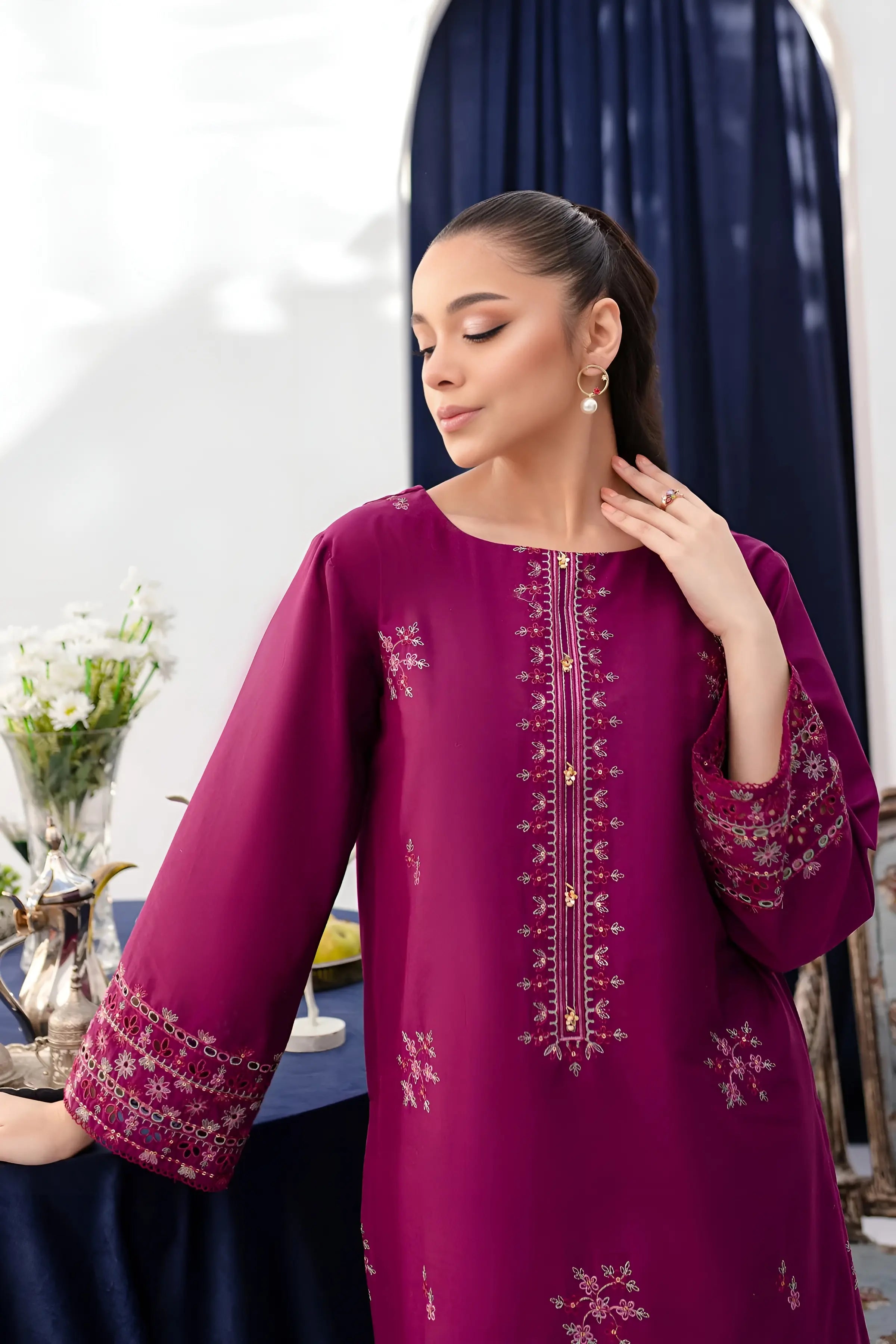 Pernia 2Pc - Embroidered Dress