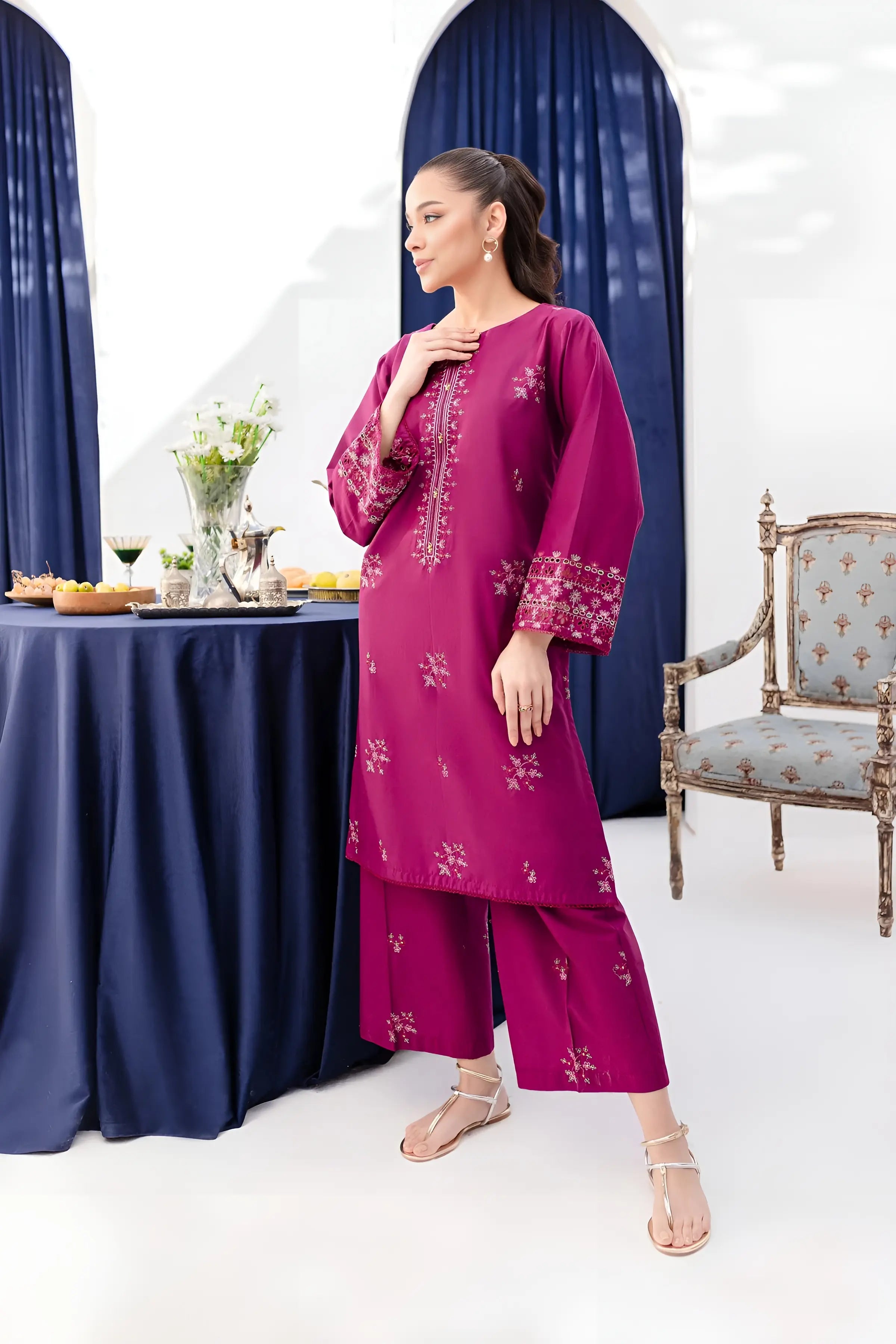 Pernia 2Pc - Embroidered Dress