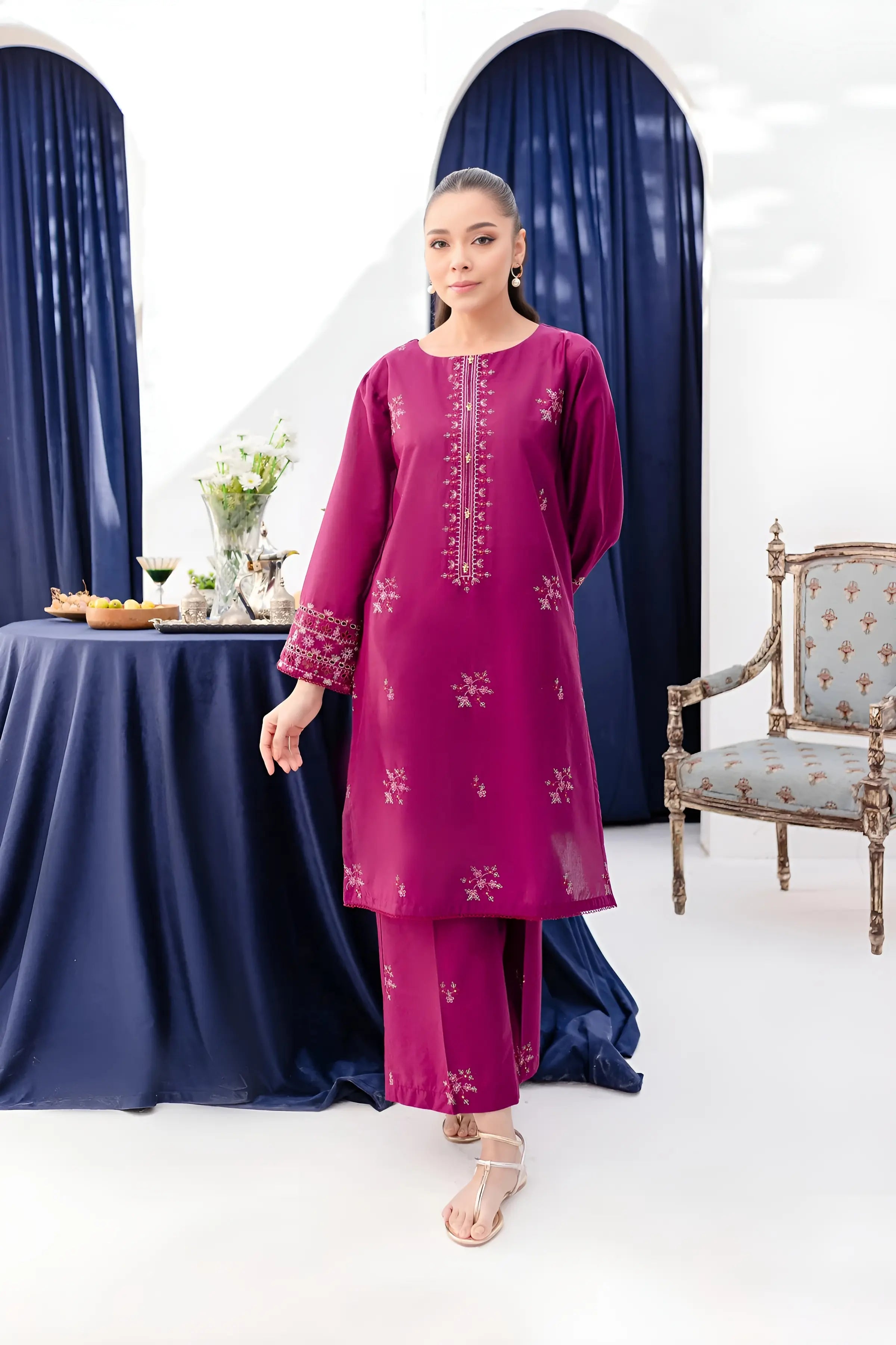 Pernia 2Pc - Embroidered Dress