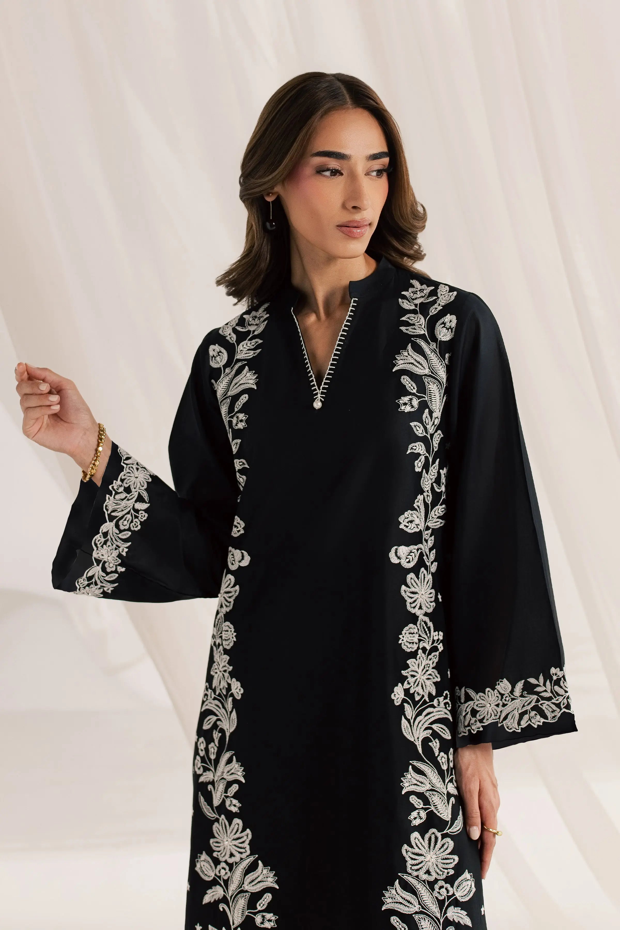 Black Hazel 2Pc - Embroidered Dress