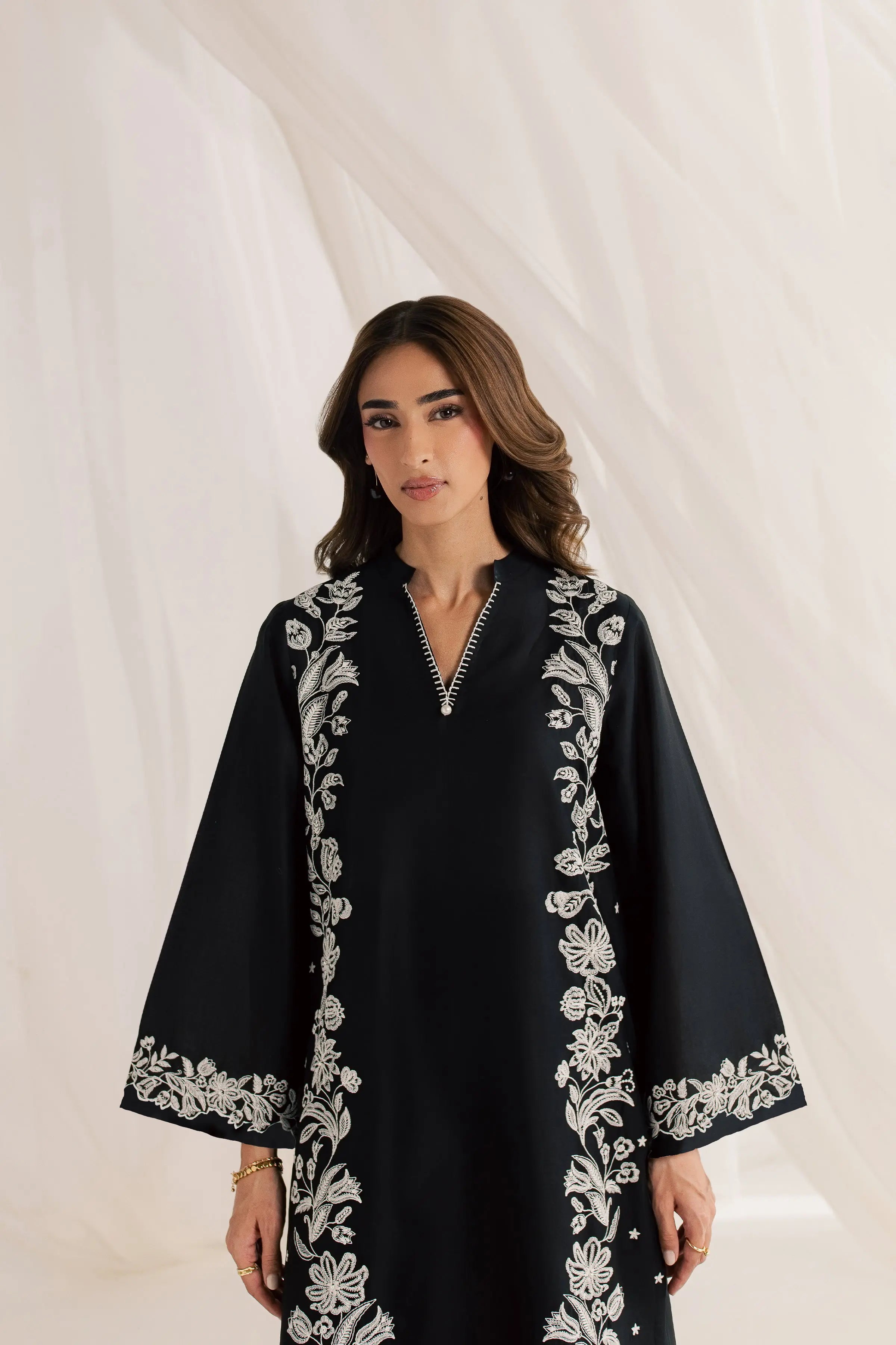 Black Hazel 2Pc - Embroidered Dress