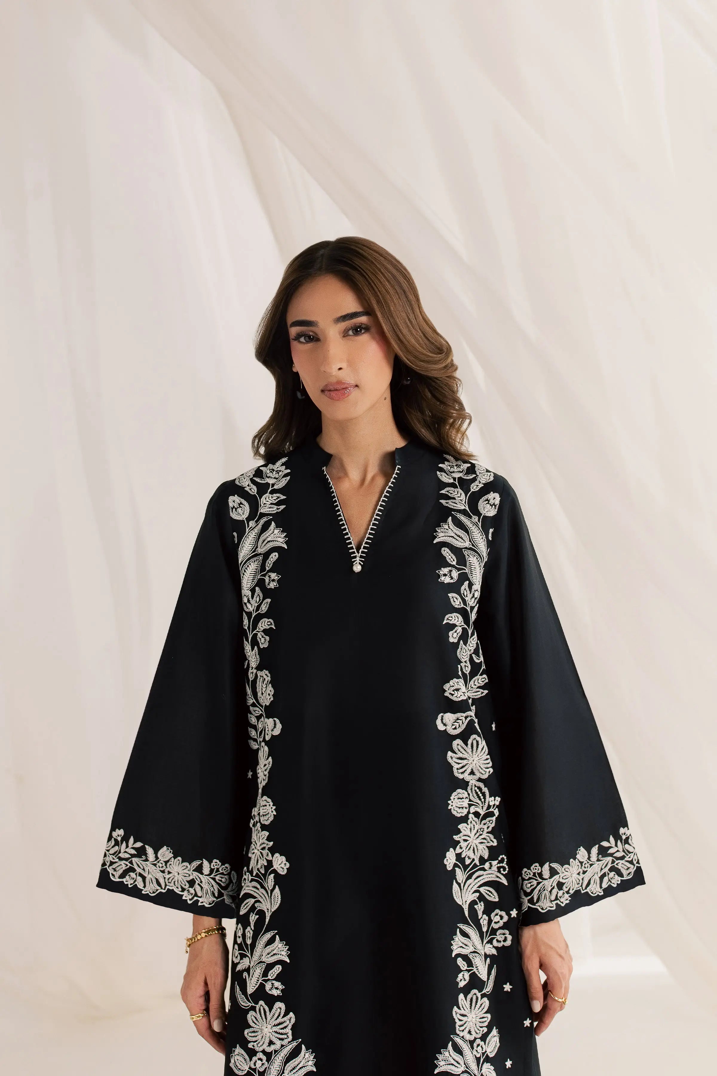 Black Hazel 2Pc - Embroidered Dress