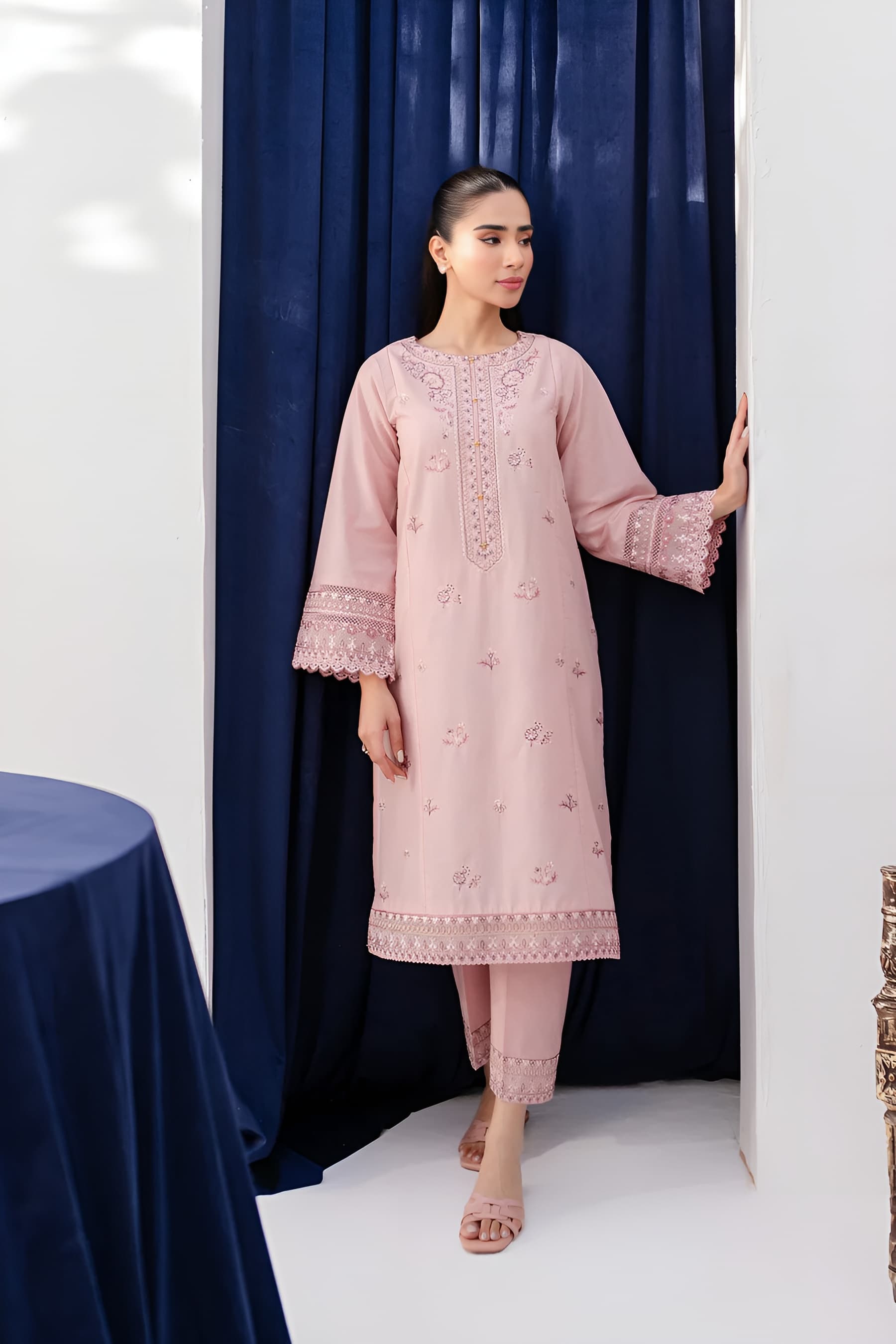 Asher 2Pc - Embroidered  Dress