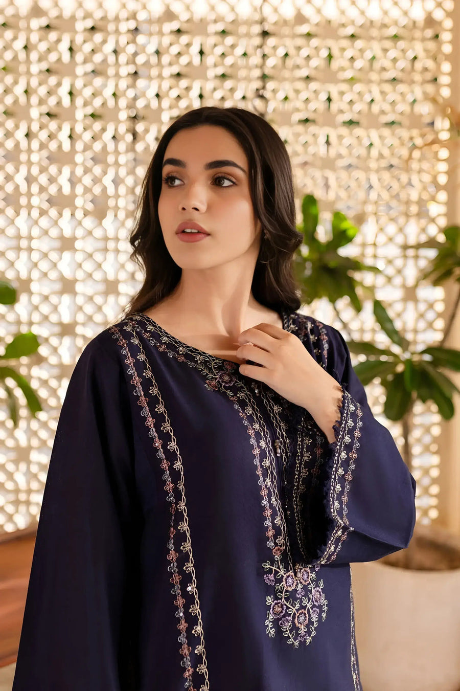 Best Seller - Blueberry - 2Pc Stitched Embroidered Dress