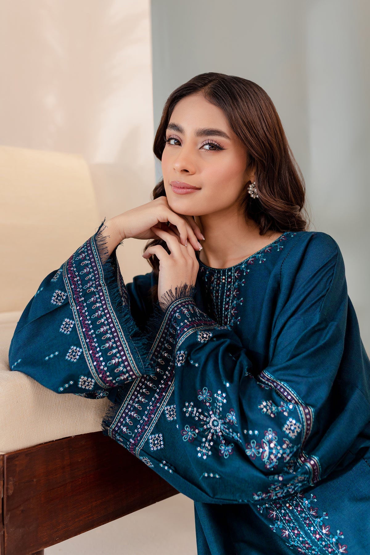 Sooya - 2Pc Pima lawn Embroidered Dress