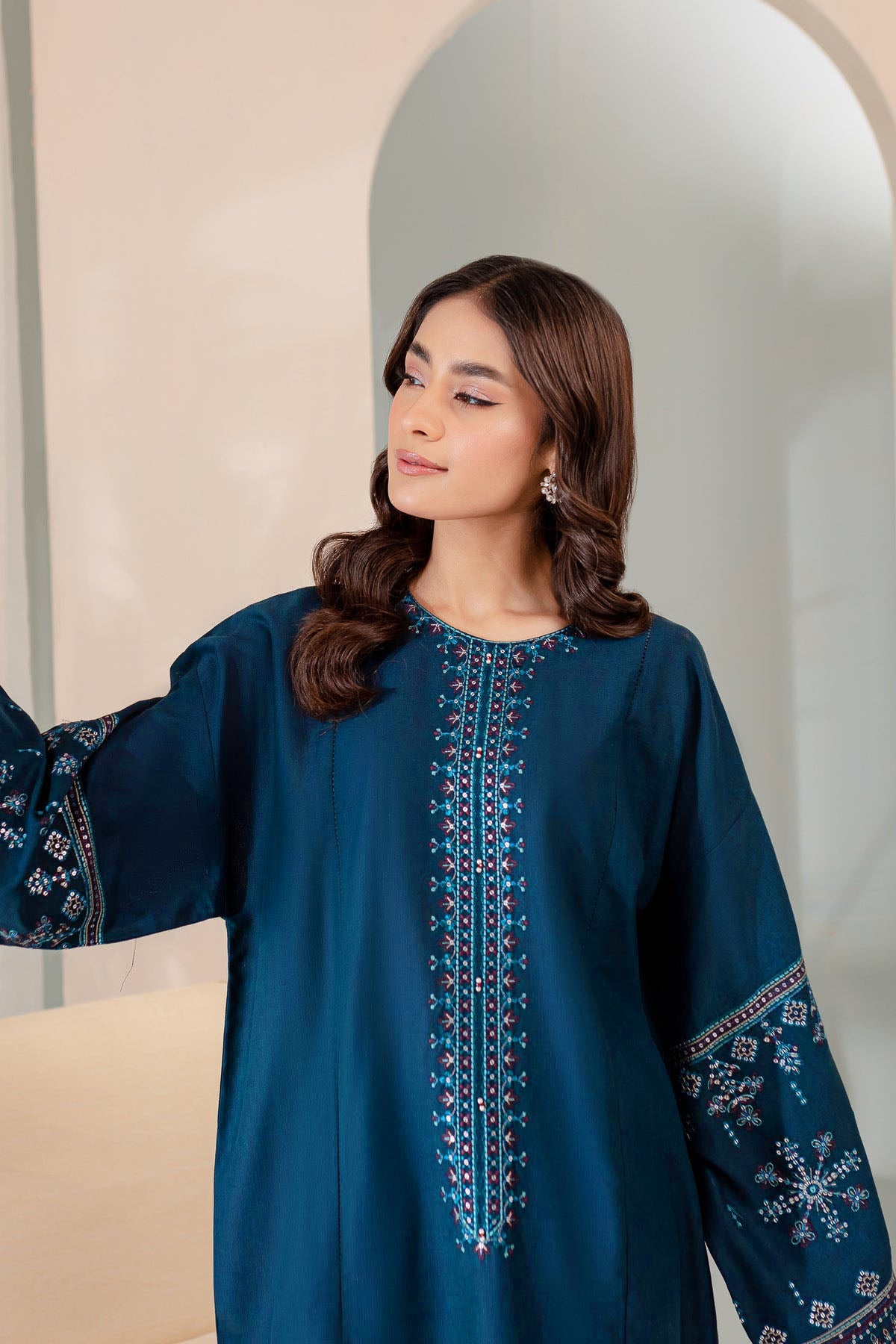 Sooya - 2Pc Pima lawn Embroidered Dress