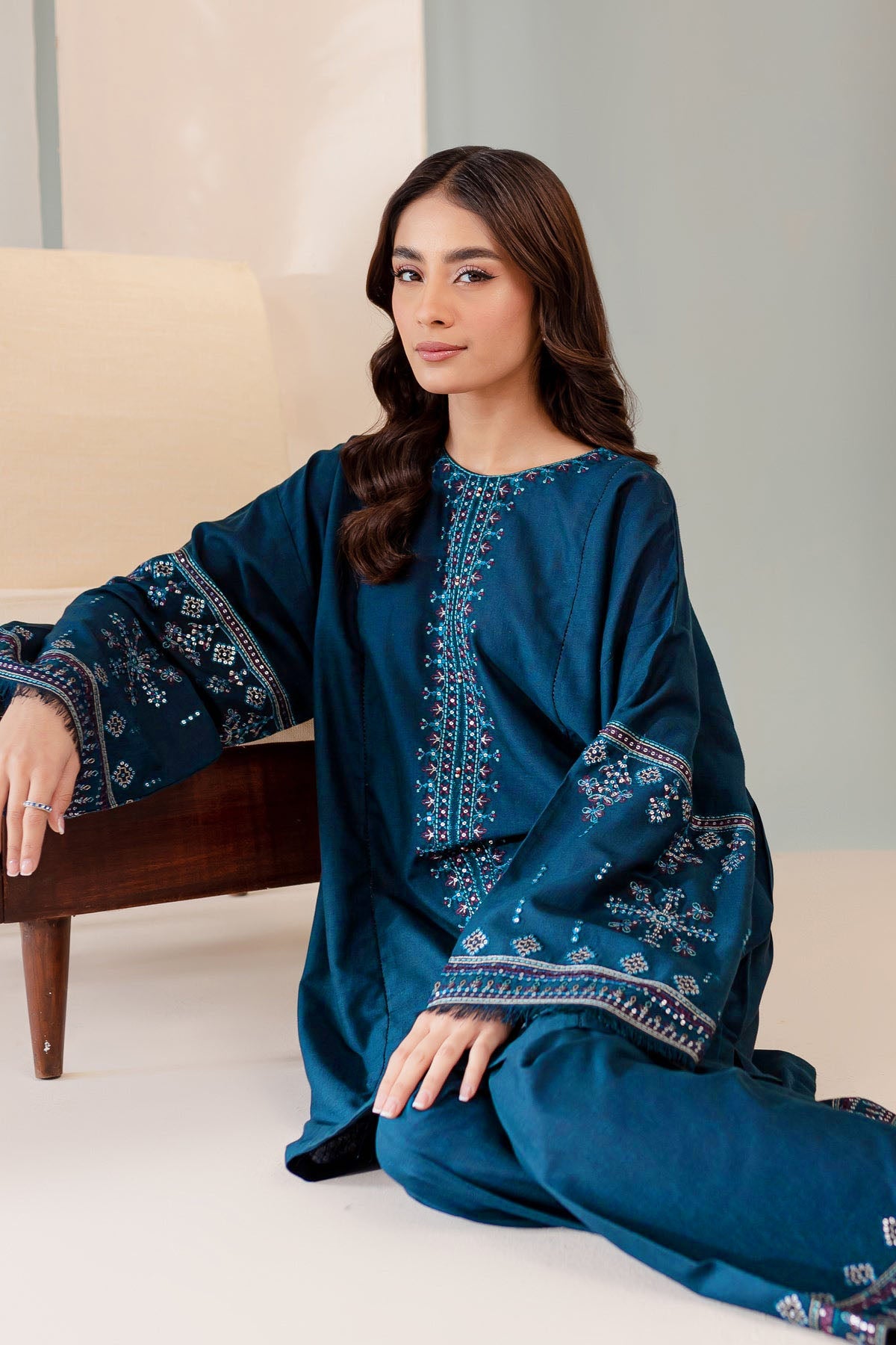Sooya - 2Pc Pima lawn Embroidered Dress