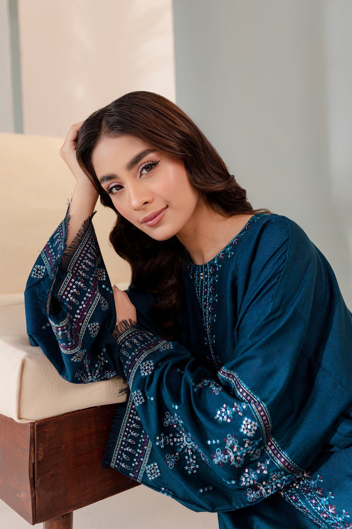 Sooya - 2Pc Pima lawn Embroidered Dress