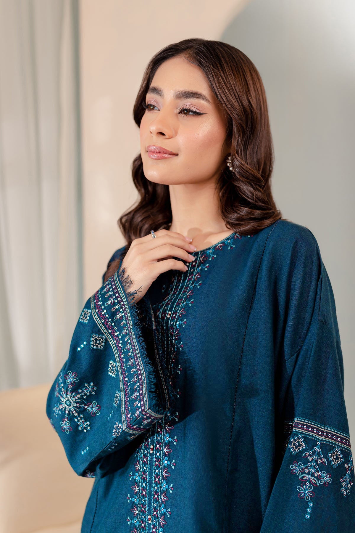 Sooya - 2Pc Pima lawn Embroidered Dress