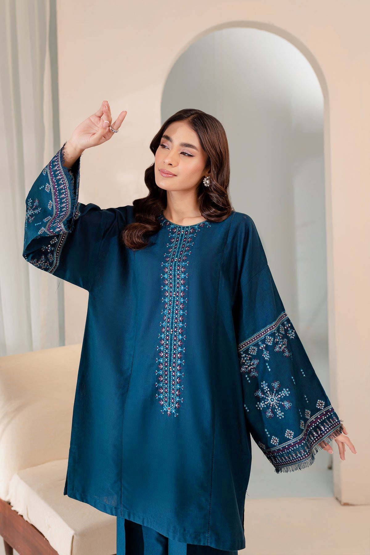 Sooya - 2Pc Pima lawn Embroidered Dress